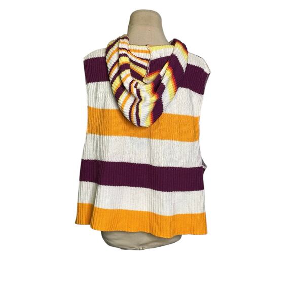 BDG colorful vibrant striped slouchy knit hoodie sweater Vest Size XS - Picture 9 of 14